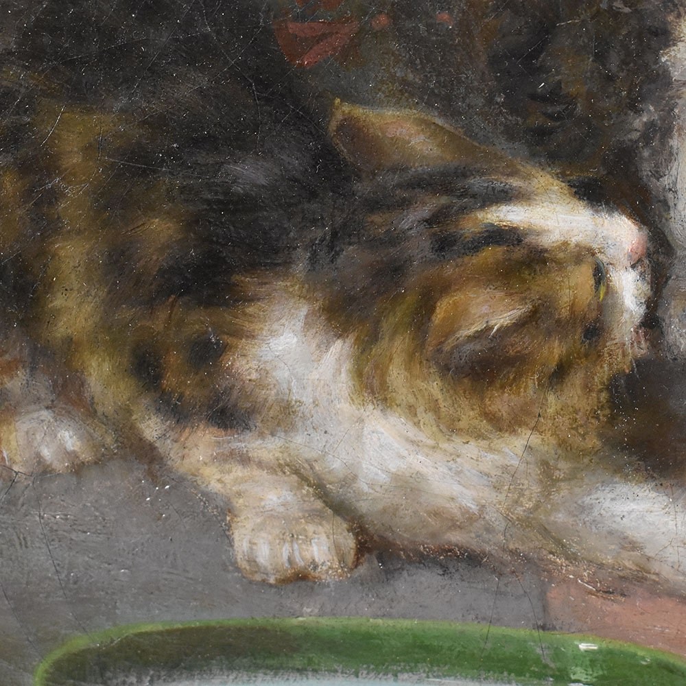 QA624 1 antique oil painting cats old painting XIX century.jpg